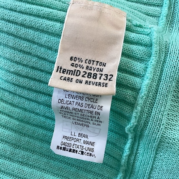 LL Bean Women's Medium Light Teal Open Front Cardigan Sweater Cotton Knit Warm - Picture 7 of 8